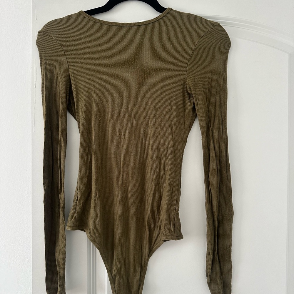 American Apparel Olive Long Sleeve Bodysuit